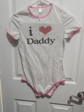 White and Pink 'I ♥ Daddy' Women's Bodysuit